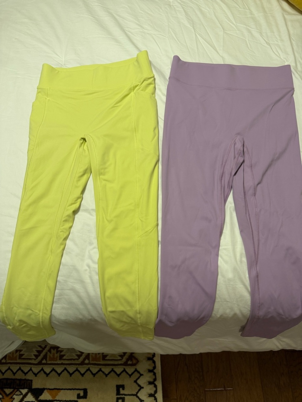 Bandier Active Leggings - Yellow and Lavender